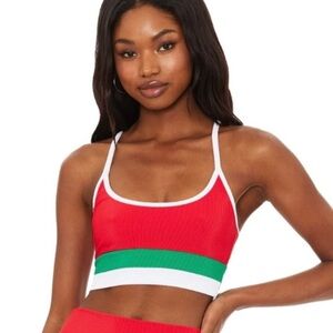 NWT Beach Riot Eva Merry Colorblock Green and Red Bikini Top